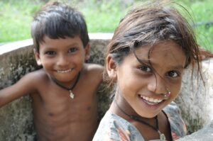 Boy and girl posing