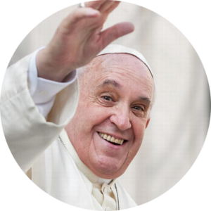 Pope Francis dressed in white, waving