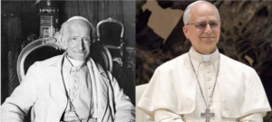 Images of two popes with white garments