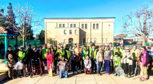 Church group gathered for neighborhood cleanup